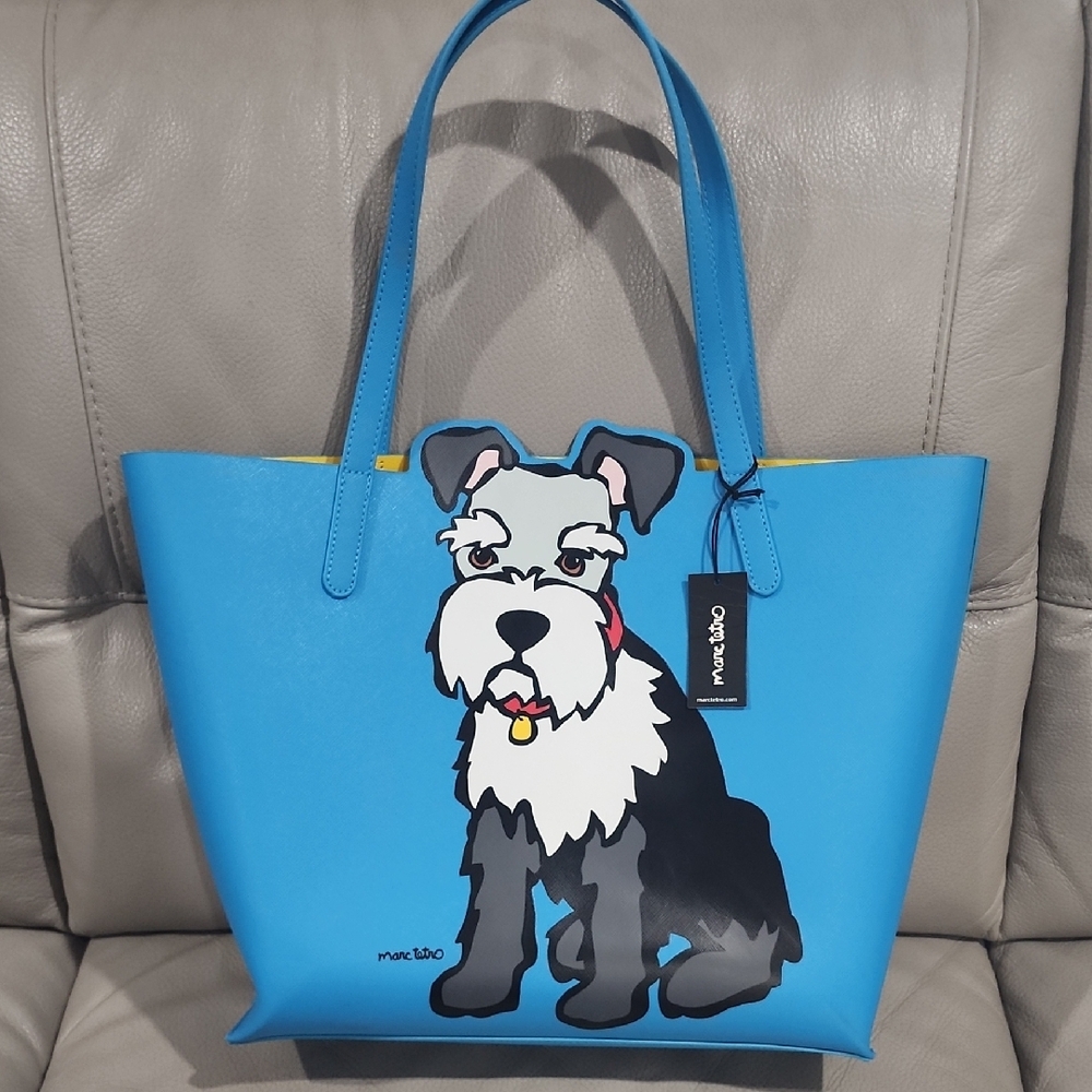 Marc Tetro Blue Large Schnauzer Tote Bag